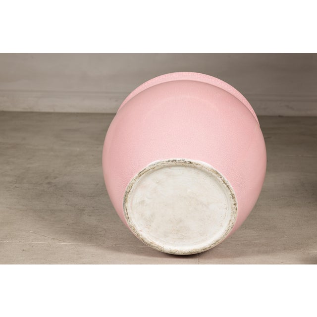 Vintage Chinese Pink Crackle Glazed Ceramic Planter, Medium Size For Sale - Image 4 of 14