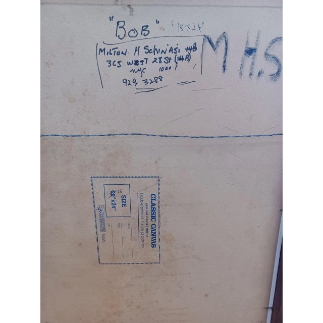 Vintage oil painting of a seated man in the nude on board