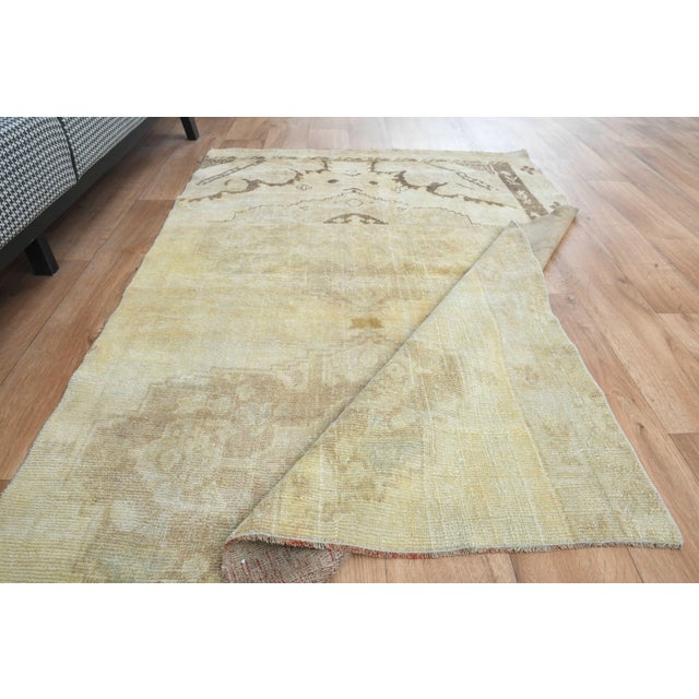 1970s Vintage Handmade Wool Cotton Turkish Beige Runner Rug For Sale - Image 4 of 11