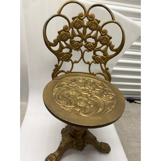 1900 - 1909 Kessler Cast Iron Ornate Boudoir Vanity Pivoting Chairs For Sale - Image 5 of 11