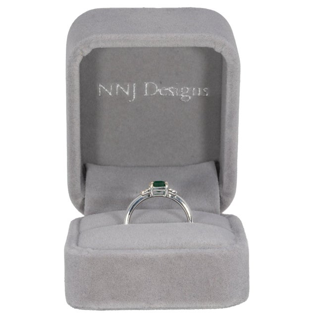 Zambian Emerald Ring With Earth-Mined Diamond Accents: Solid 14k Gold, Size 6.75 For Sale - Image 4 of 9