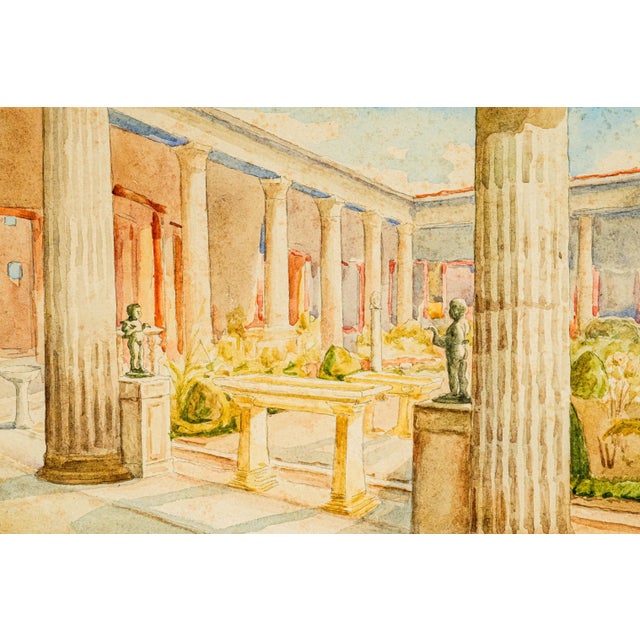 Wonderful Antique Grand Tour Watercolor Painting of Casa Dei Vettii Pompeii Italy Framed Neoclassical Home Decor For Sale - Image 4 of 13