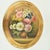 Mid 20th Century Antique Mid Century Modern Convex Italian Oil Painting Set Wooden Panel | Oval Still Life Flowers Wall Decor | Golden Frame Regency Floral - a Pair For Sale - Image 5 of 7