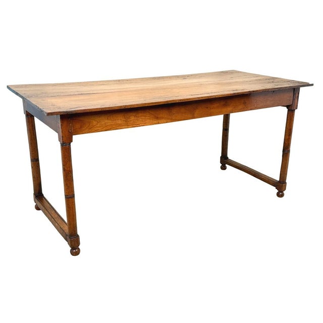 Mid 19th Century French Provincial Fruitwood Farmhouse Table, 1850 For Sale - Image 5 of 13