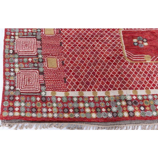 Early 21st Century "Rubilace" - Modern Swedish Pile Rug with Red Lattice and Medallion Motifs For Sale - Image 5 of 8