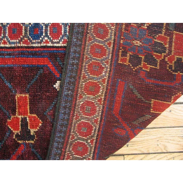 1890s Blue Navy Geometric Tribal Antique Persian Kurdish Carpet 5'4" X 10'9" Handknotted Wool Rug For Sale In New York - Image 6 of 6