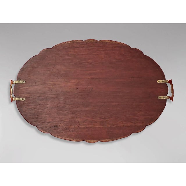Edwardian Marquetry Inlaid Shaped Oval Tray, 1900 For Sale - Image 4 of 8