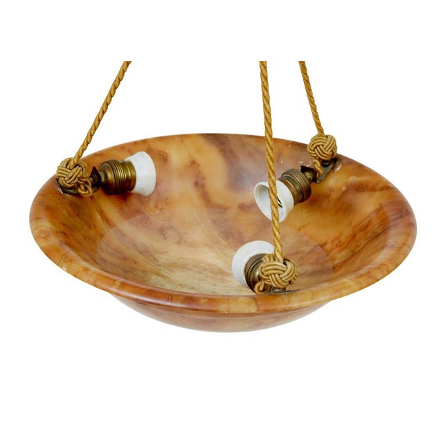 1930s Art Deco Alabaster Hanging Pendant Light, 1930s For Sale - Image 5 of 8