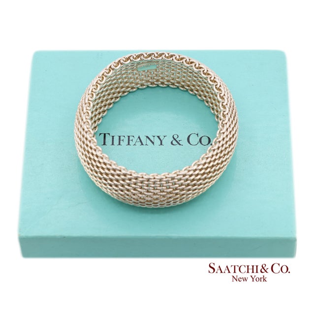 Tiffany & Co. Sterling Silver Somerset Mesh Wide Bangle Bracelet For Sale - Image 9 of 11