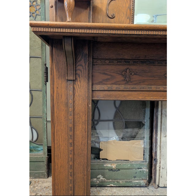 Brown c.b. Atkin Co. Oak Mantel - Circa 1890-1910 For Sale - Image 8 of 9