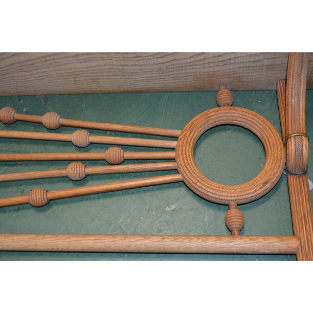 1960s Mid Century Wood Stick & Ball Shelf 24" Wall Mount Brass Finials / Round Beehive Balls For Sale - Image 6 of 18