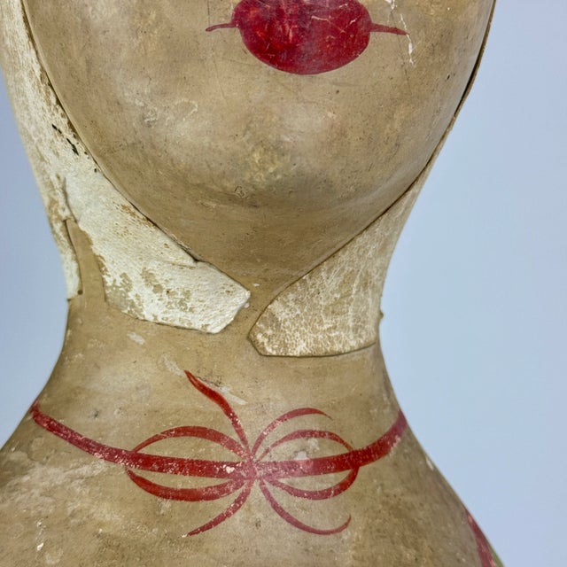 Mid 19th Century French Marotte/Milliner Mannequin Bust in White Hood & Green Dress For Sale - Image 12 of 12