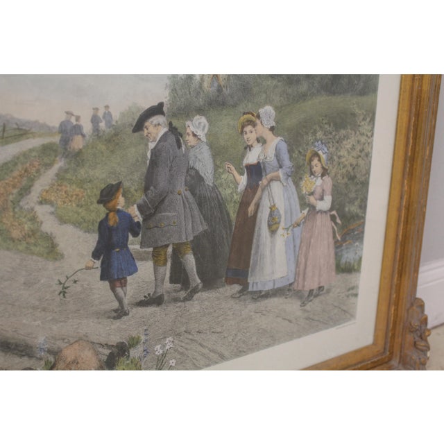 Sculpture Materials Sunday Morning Sleepy Hollow Vintage Framed Engraving For Sale - Image 7 of 11