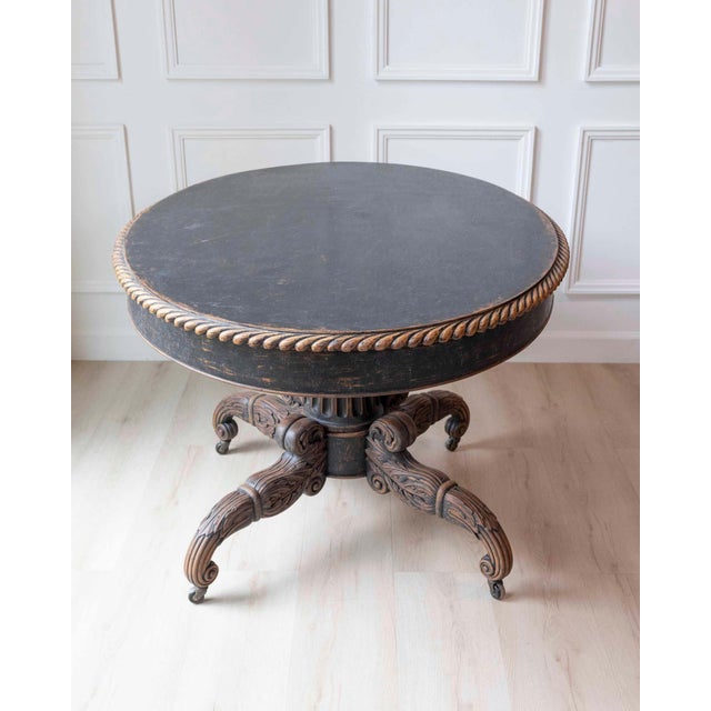 Black Swedish 19th Century Empire Oval Center Table, circa 1830 For Sale - Image 8 of 11