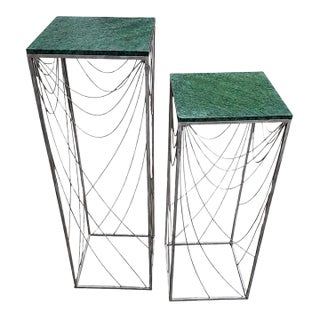 Pair of Vintage Curtis Jeré Jere Signed Sculptural Art Deco Metal Wire Swag Display Pedestals Dated 1989 & 1990. For Sale
