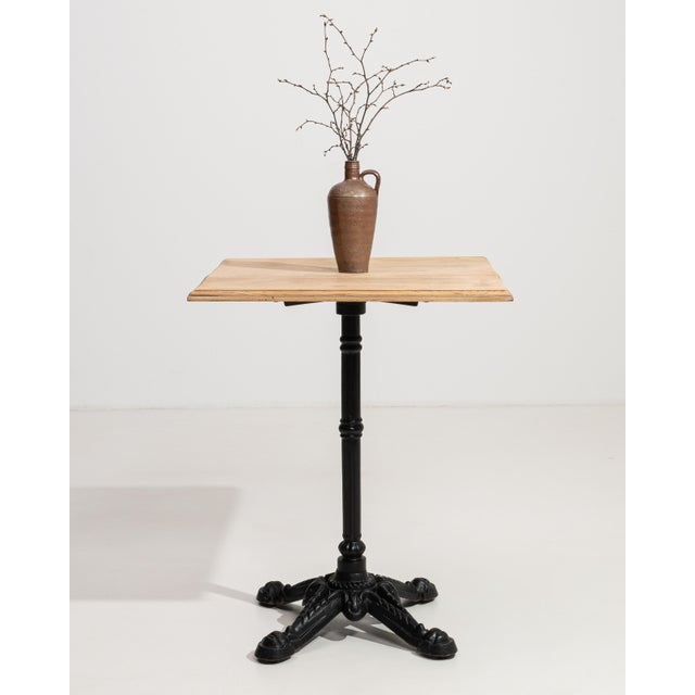 Cast Iron Bistro Table with Oak Top, Antique, France, 20th Century For Sale - Image 12 of 13
