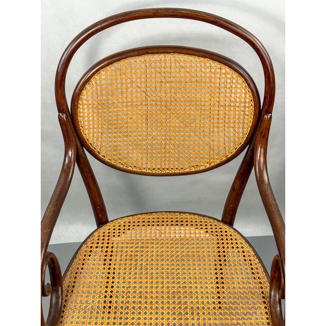 Brown Antique Classical Armchair No. 11 in Bentwood Beech and Cane Seat from Thonet, Vienna, 1868,, 1870 For Sale - Image 8 of 12