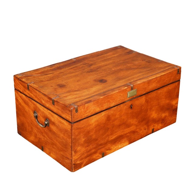 Brown British Officer’s Trunk in Mahogany and Brass, 1830 For Sale - Image 8 of 12