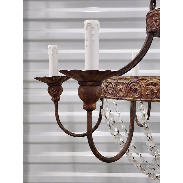 Metal Niermann Weeks Iron & Crystal Chandelier For Sale - Image 7 of 17