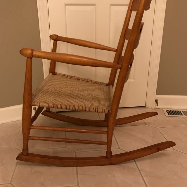 Shaker Ladder Back Style Armed Rocking Chair | Chairish
