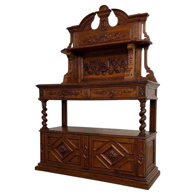 Antique English Golden Oak Sideboard with Barley Twist Supports, 1800s For Sale - Image 6 of 13