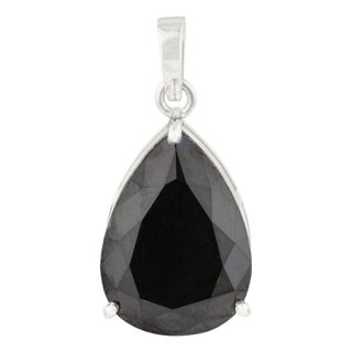 VRJewels 5.89ct Bold Black Diamond Pear Cut Solitaire Pendant in 14k White Gold For Sale