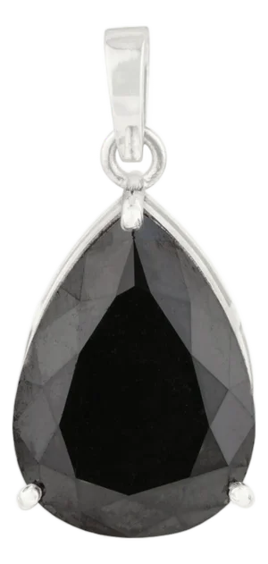 VRJewels 5.89ct Bold Black Diamond Pear Cut Solitaire Pendant in 14k White Gold