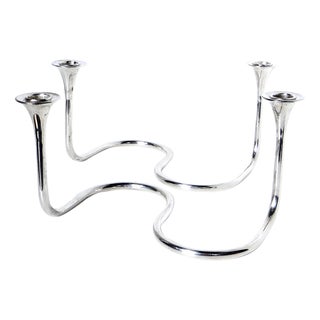 Pair of Mid-Century Modernist Sterling Silver Candleholders by Carlo Camusso, Circa 1955 For Sale