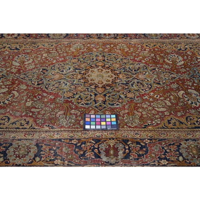Red Late 19th Century Antique Mohtasham Kashan Rug 4'2'' x 6'9'' For Sale - Image 8 of 12