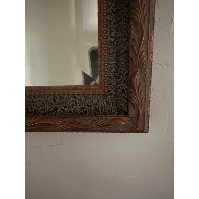 Vintage 1960s Framed Wall Mirror Beveled Glass Rectangular Ornate Leaf Scroll Frame For Sale In Oklahoma City - Image 6 of 12