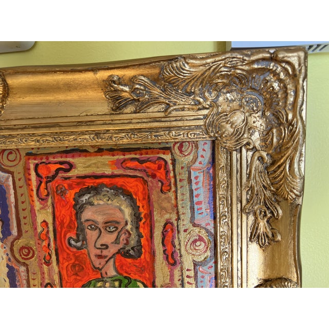 Purple Textured Painting on Canvas by Serg Graff, Portrait of Elizabeth Hamilton, Coa For Sale - Image 8 of 10