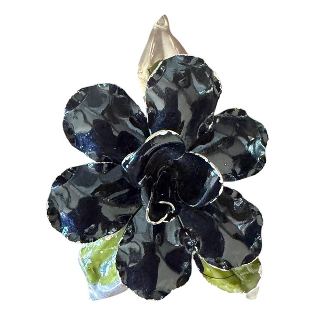Vintage 1960’s Metal and Enamel Flower Brooch For Sale