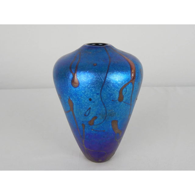 Blue 1980s Art Glass Vase by Carin Von Drehle For Sale - Image 8 of 12
