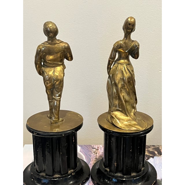 Late 19th Century Pair of Bronze Victorian Figures Mounted on Wooden Plinths For Sale - Image 9 of 10