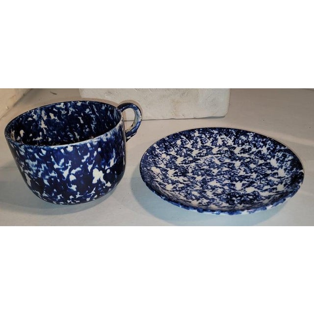 19th Century Sponge Ware Mush Cup and Saucer Set For Sale - Image 4 of 5