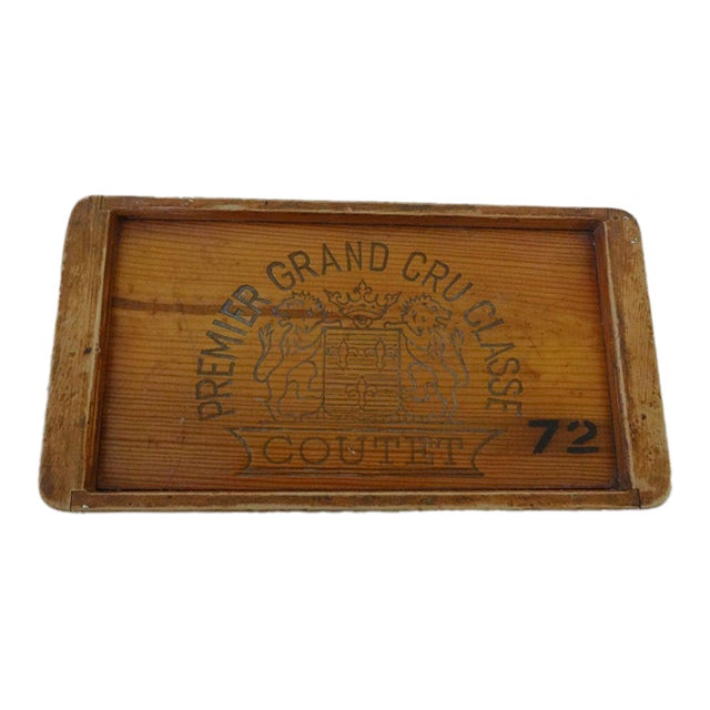 Vintage French Wood Wine Tray For Sale