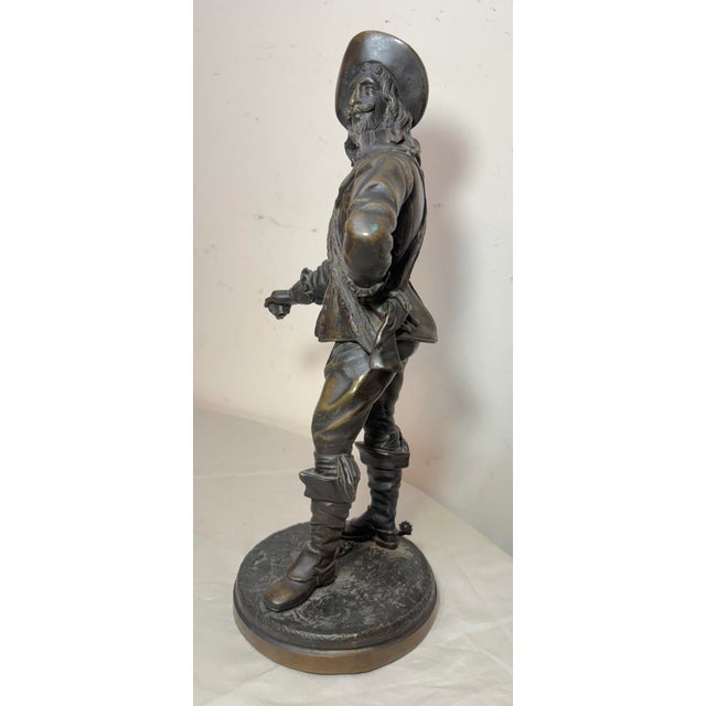 High Quality 19th Century Antique Bronze Musketeer Cavalier Statue Sculpture For Sale - Image 13 of 16