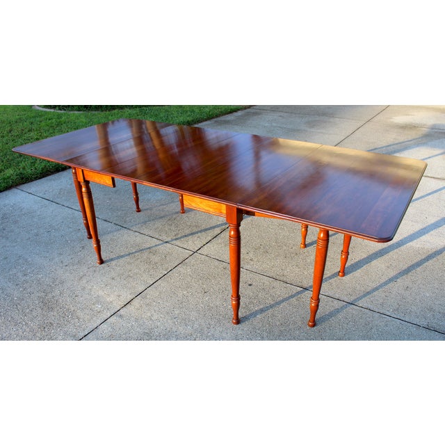 1950s Vintage Pennsylvania House Drop-Leaf Dining Table With Extensions - Solid Mahogany Wood, Circa 1950s - W/Protective Cover For Sale - Image 5 of 17