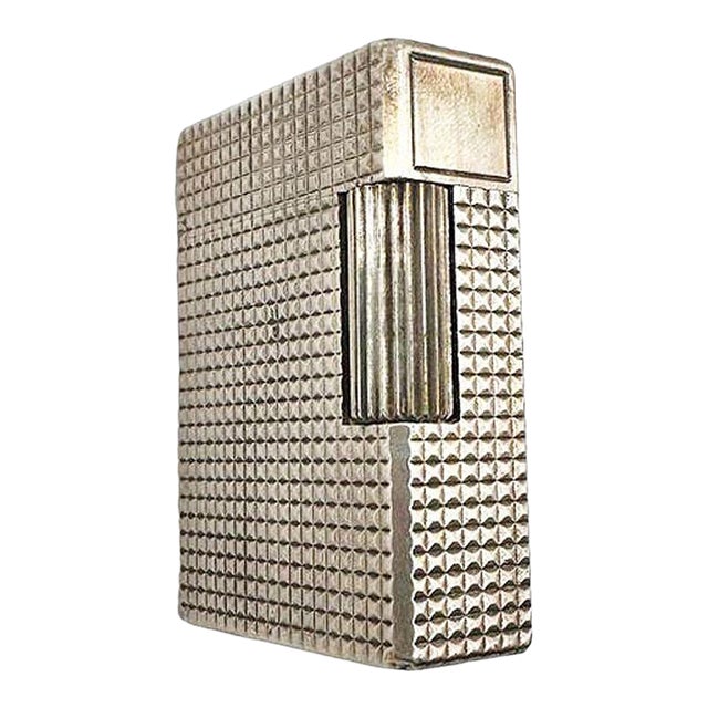 1970s French Modern Silver & Gold Plate Gas Pocket Guilloché Lighter by s.t. Dupont For Sale