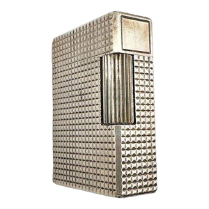 1970s French Modern Silver & Gold Plate Gas Pocket Guilloché Lighter by s.t. Dupont