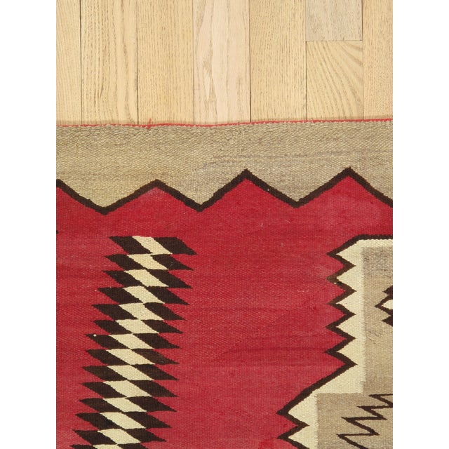 1920s Navajo Rug Red Field with Diamond & Serrated Border, Handwoven Southwesten For Sale - Image 4 of 18