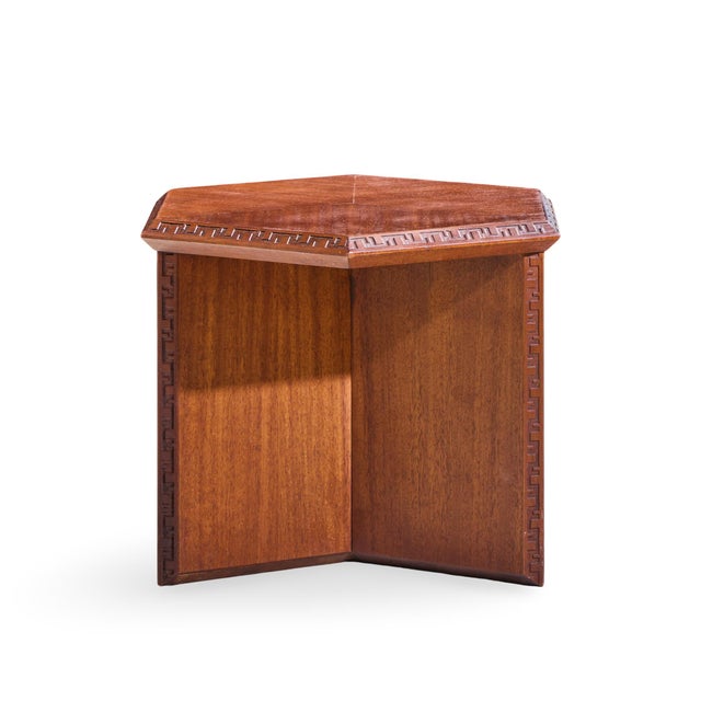 Frank Lloyd Wright for Henredon Mid Century Mahogany Taliesin Side End Table This side table measures: 22 wide x 19.5 deep...