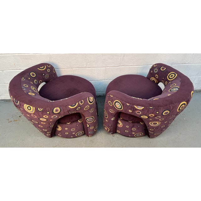 Textile Late 20th Century Unique Swiveling Lounge Chairs by Weiman For Sale - Image 7 of 12