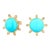 Syna Turquoise Yellow Gold Earrings with Diamonds, a Pair For Sale