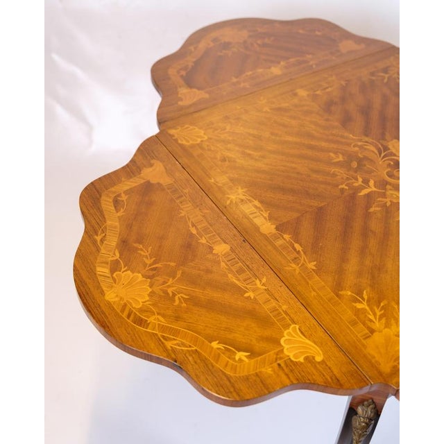 Rococo Style Mahogany and Rosewood Intarsia Side Table with Flaps, 1890s For Sale - Image 9 of 14