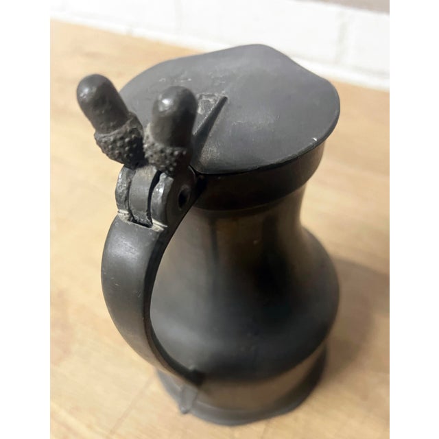 Mid 19th Century Five AntiqueFrench Pewter Tankards With Acorn Thumb Piece For Sale - Image 5 of 10