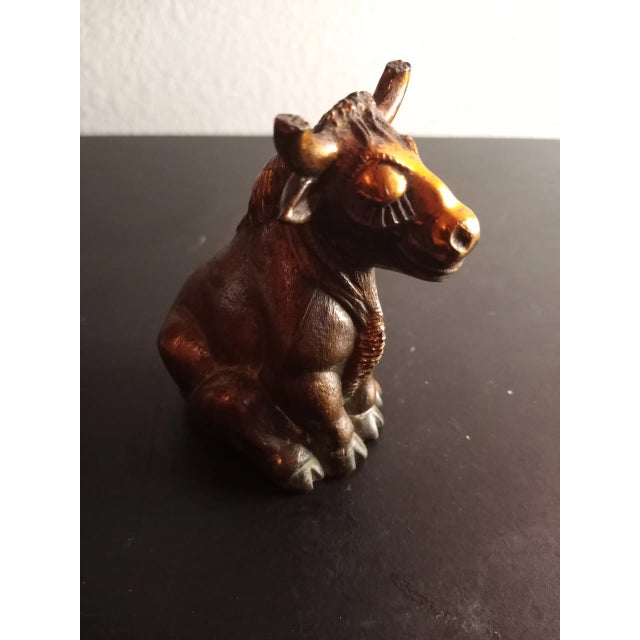 1980s Solid Brass Sitting Bull Figurine For Sale - Image 5 of 8