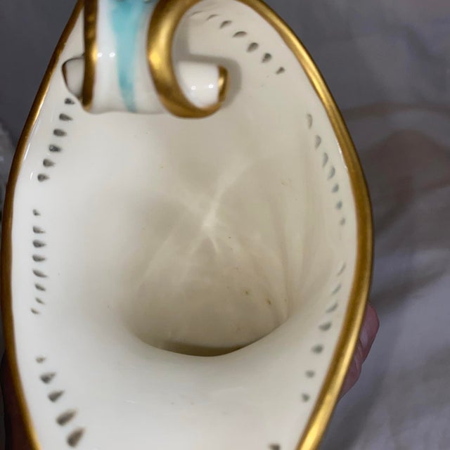 Pair of 1970s Cornucopia Hand Painted Floral With Cherubs on the Tips For Sale - Image 9 of 11