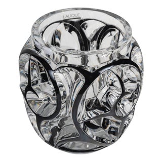 Vintage Swirl Vase in Black-Glazed Clear Crystal by Lalique Crystal, 1926 For Sale