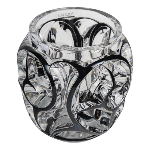 Vintage Swirl Vase in Black-Glazed Clear Crystal by Lalique Crystal, 1926 For Sale